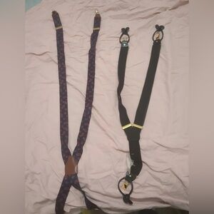 two pack suspenders black pinstripe with leather trim